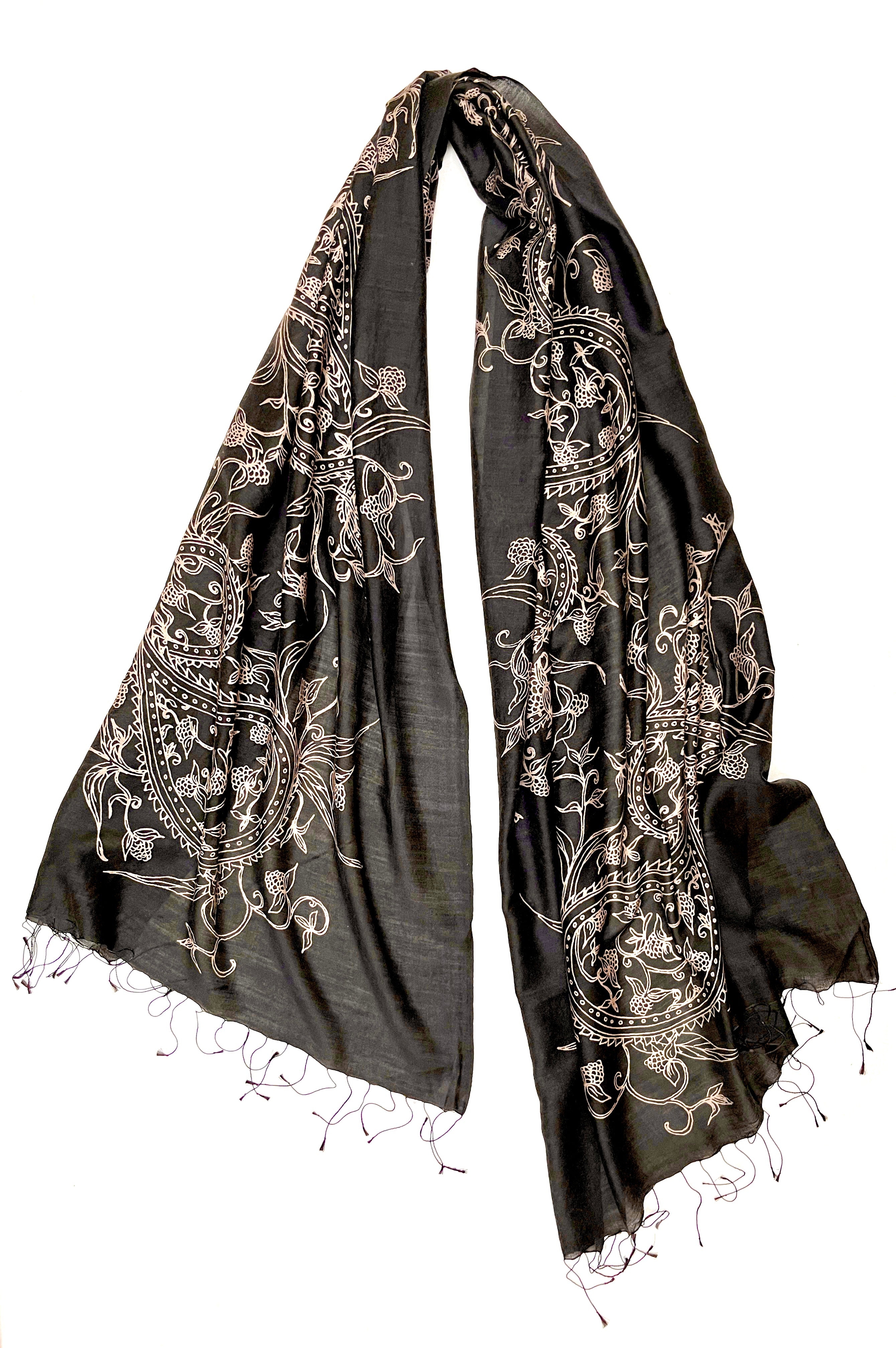 Black Paisley Scarf #color_black / taupe
